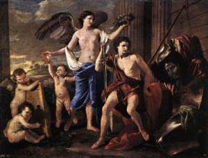 Oil poussin, nicolas Painting - The Victorious David     c. 1627 by Poussin, Nicolas