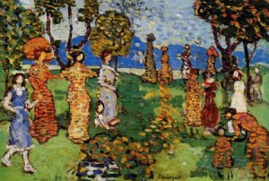 Oil Painting - A Day in the Country 1914-1915 by Prendergast, Maurice Brazil