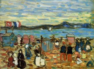 Oil prendergast, maurice brazil Painting - Bathing Tents, St. Malo 1907 by Prendergast, Maurice Brazil