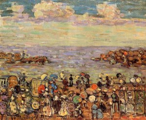 Oil prendergast, maurice brazil Painting - Beach at St. Malo 1907 by Prendergast, Maurice Brazil