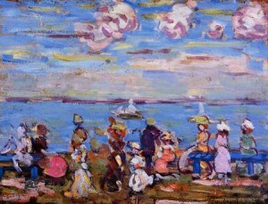 Oil Painting - Beach Scene No. 4 1905 by Prendergast, Maurice Brazil