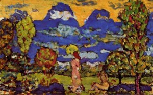 Oil prendergast, maurice brazil Painting - Blue Mountains 1914-1915 by Prendergast, Maurice Brazil