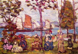 Oil prendergast, maurice brazil Painting - In the Park 1905-1910 by Prendergast, Maurice Brazil
