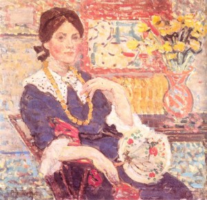 Oil portrait Painting - La Rouge, Portrait of Miss Edith King   1910-13 by Prendergast, Maurice Brazil