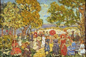 Oil landscape Painting - Landscape with Figures 1909-1912 by Prendergast, Maurice Brazil