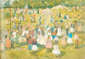 Oil prendergast, maurice brazil Painting - May Day Central Park by Prendergast, Maurice Brazil