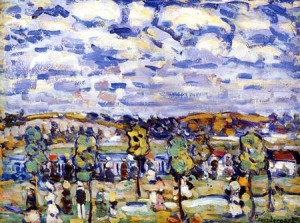 Oil Painting - New England 1907-1910 by Prendergast, Maurice Brazil