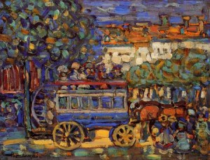 Oil prendergast, maurice brazil Painting - Paris Omnibus 1907 by Prendergast, Maurice Brazil