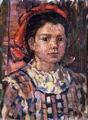 Oil prendergast, maurice brazil Painting - Portrait of a Young Girl 1910-1912 by Prendergast, Maurice Brazil