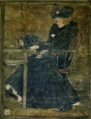 Oil blue Painting - Seated Woman in Blue 1900-1902 by Prendergast, Maurice Brazil