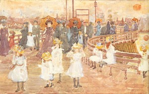 Oil Painting - South Boston Pier by Prendergast, Maurice Brazil