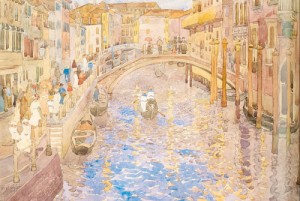 Oil prendergast, maurice brazil Painting - Venetian Canal Scene  1898-99 by Prendergast, Maurice Brazil