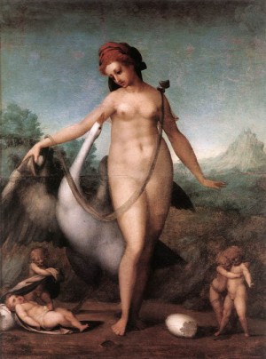 Oil pontormo, jacopo da Painting - Leda and the Swan    1512-13 by Pontormo, Jacopo da
