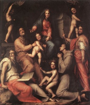 Oil madonna Painting - Madonna and Child with Saints     1518 by Pontormo, Jacopo da