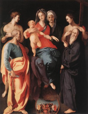 Oil madonna Painting - Madonna and Child with St Anne and Other Saints    c. 1529 by Pontormo, Jacopo da