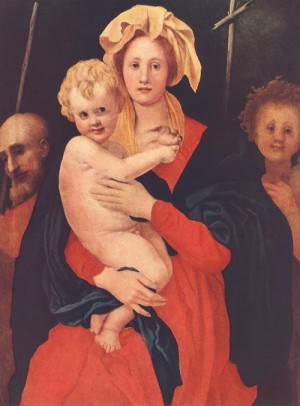 Oil madonna Painting - Madonna and Child with St. Joseph and Saint John the Baptist    1521-22 by Pontormo, Jacopo da