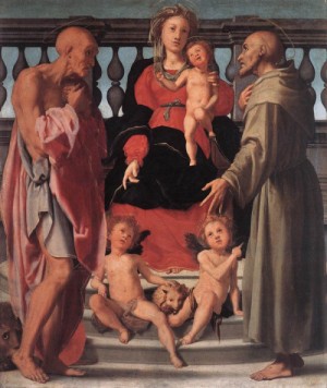 Oil madonna Painting - Madonna and Child with Two Saints    1522 by Pontormo, Jacopo da