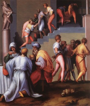 Oil pontormo, jacopo da Painting - Punishment of the Baker    1515-18 by Pontormo, Jacopo da