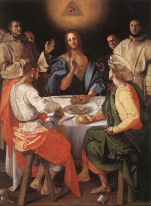 Oil pontormo, jacopo da Painting - Supper at Emmaus    1525 by Pontormo, Jacopo da