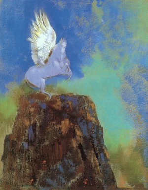Oil redon, odilon Painting - Pegasus, 1900 by Redon, Odilon