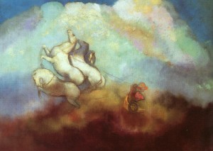 Oil redon, odilon Painting - Phaethon, pastel, private collection by Redon, Odilon