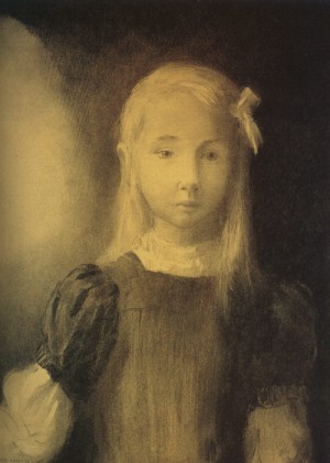 Oil redon, odilon Painting - Portrait of Mademoiselle Jeanne Roberte de Domecy, 1905, by Redon, Odilon
