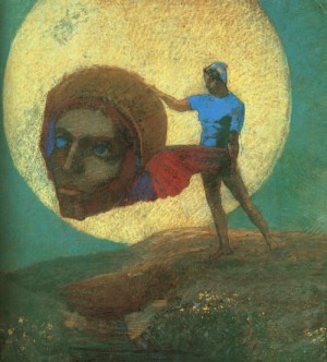Oil redon, odilon Painting - The Fall of Icarus, pastel by Redon, Odilon