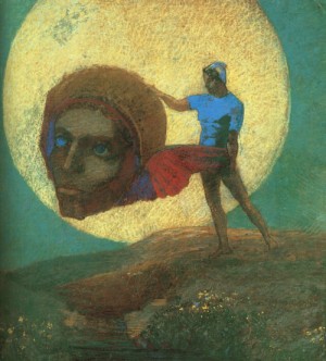 Oil redon, odilon Painting - The Fall of Icarus, pastel by Redon, Odilon