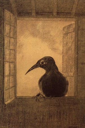 Oil redon, odilon Painting - The Raven, 1882, by Redon, Odilon