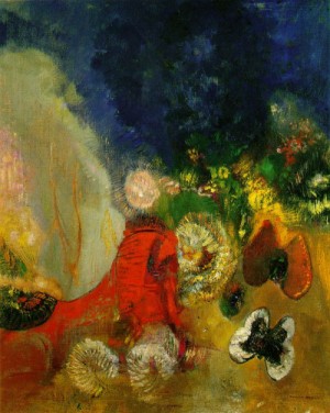 Oil red Painting - The Red Sphinx    c. 1912 by Redon, Odilon