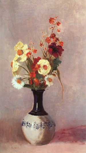Oil redon, odilon Painting - Vase of Flowers by Redon, Odilon