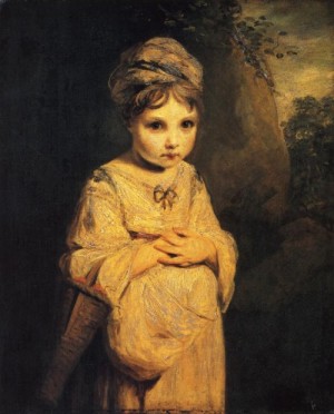 Oil girl Painting - A Strawberry Girl. 1773. by Reynolds, Sir Joshua