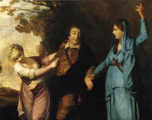 Oil Painting - David Garrick Between Tragedy and Comedy. 1760 by Reynolds, Sir Joshua