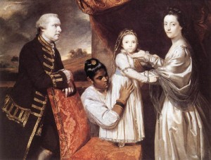 Oil Painting - George Clive and his Family with an Indian Maid    1765 by Reynolds, Sir Joshua