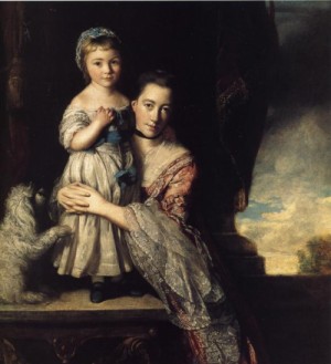 Oil reynolds, sir joshua Painting - Georgiana, Countess Spencer, and Her Daughter. 1759-61. by Reynolds, Sir Joshua