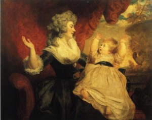 Oil reynolds, sir joshua Painting - Georgiana, Duchess of Devonshire, and Her Daughter. 1784. by Reynolds, Sir Joshua