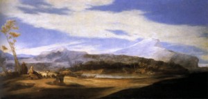 Oil ribera, jusepe de Painting - Landscape with Shepherds    1639 by Ribera, Jusepe de