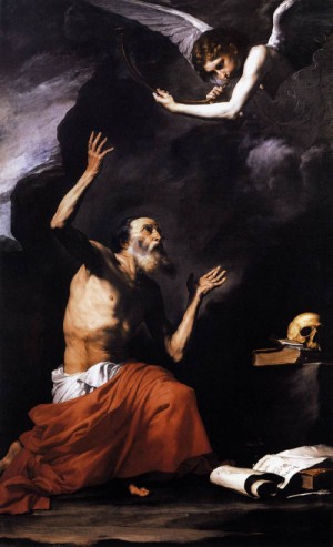 Oil angel Painting - St Jerome and the Angel   1626 by Ribera, Jusepe de