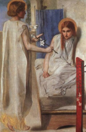Oil rossetti, dante gabriel Painting - The Annunciation   1850 by Rossetti, Dante Gabriel