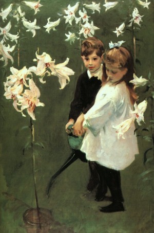 Oil the Painting - Garden Study of the Vickers Children, 1884 by Sargent, John Singer