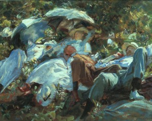 Oil people Painting - Group with Parasols, 1908-11 by Sargent, John Singer
