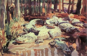 Oil sargent, john singer Painting - Muddy Alligators, 1917 by Sargent, John Singer