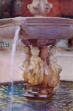 Oil sargent, john singer Painting - Spanish Fountain after 1902 by Sargent, John Singer