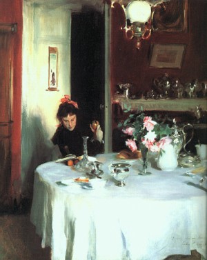 Oil sargent, john singer Painting - The Breakfast Table, 1884 by Sargent, John Singer
