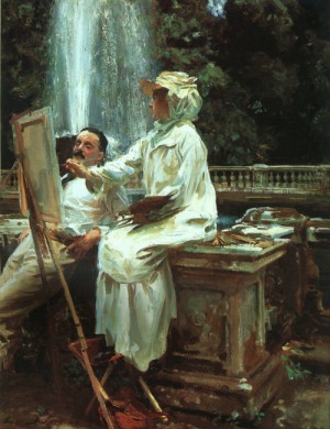 Oil people Painting - The Fountain at Villa Torlonia in Frascati, 1907 by Sargent, John Singer