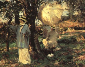 Oil the Painting - The Sketchers, 1914 by Sargent, John Singer