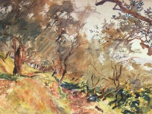 Oil sargent, john singer Painting - Trees on a Hillside at Mojorca, 1915 by Sargent, John Singer