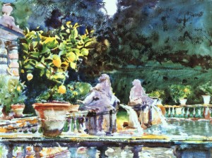 Oil sargent, john singer Painting - Villa di Marlia (A Fountain), 1910 by Sargent, John Singer