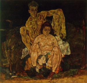 Oil people Painting - Familie by Schiele, Egon