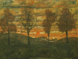 Oil schiele, egon Painting - Four trees    1917 by Schiele, Egon